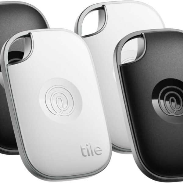 Tile by Life360 Pro - Powerful Bluetooth Tracker, Key Finder and Item Locator for Keys Bags, and More, Both iOS and Android Compatible, Phone Finder, Pack of 4 (Black/White)