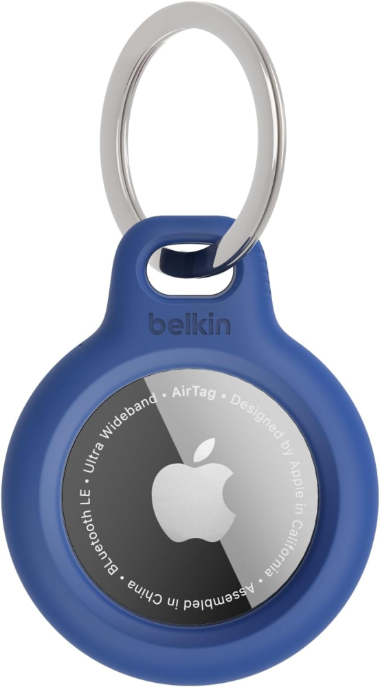 Belkin F8W973 AirTag Case with Key Ring (Secure Holder Protective Cover for Air Tag with Scratch Resistance Accessory) - Blue