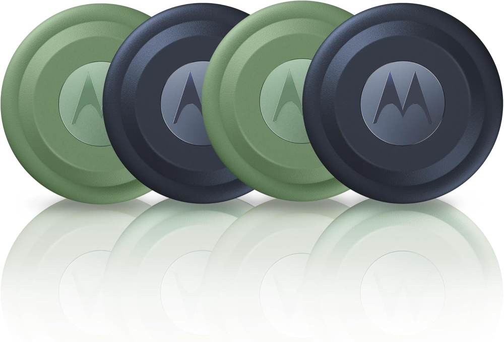 Motorola Smart Tag x4-Pack (x2 Jade Green + x2 Midnight Blue), Up to 1 Year Battery Life, Water Resistant Up to 1 m Depth, Ultra Wide Band Range Up to 35 m