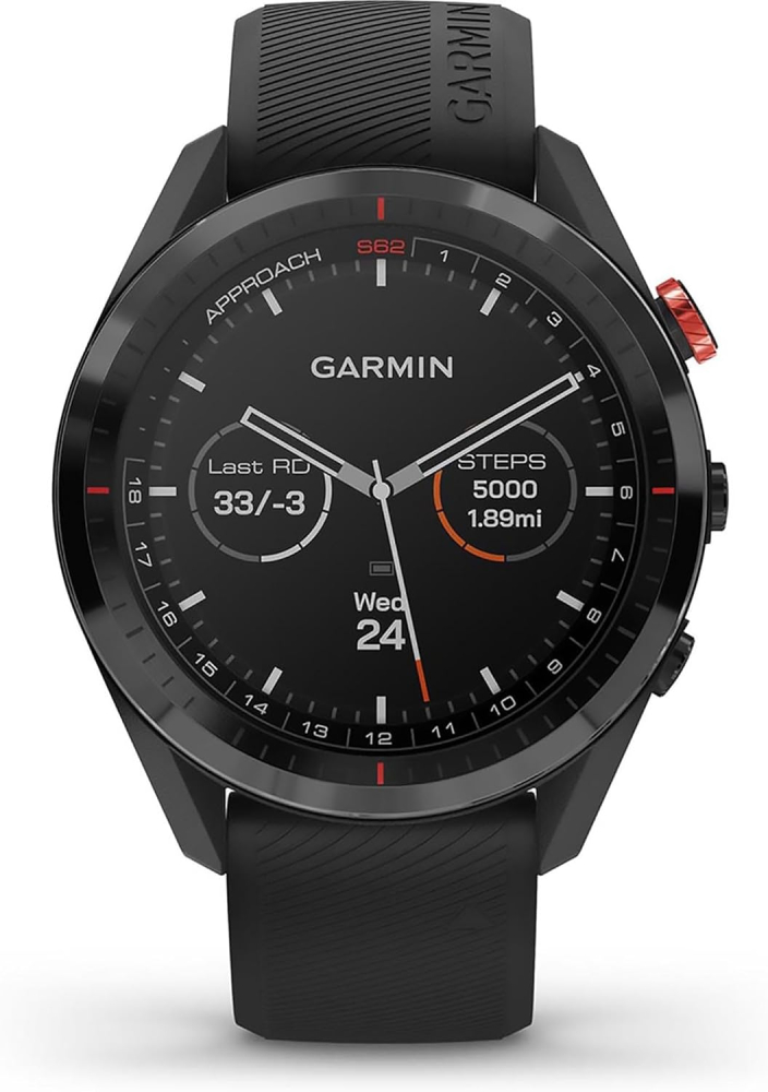 Garmin 010-02200-00 Approach S62, Premium Golf GPS Watch, Built-in Virtual Caddie, Mapping and Full Color Screen, Black