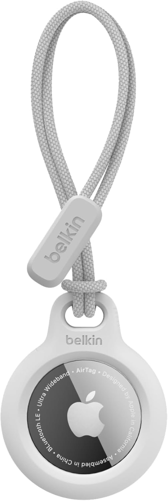 Belkin F8W974 AirTag Case with Strap (Secure Holder Protective Cover for Air Tag with Scratch Resistance Accessory) – White, Tag not included