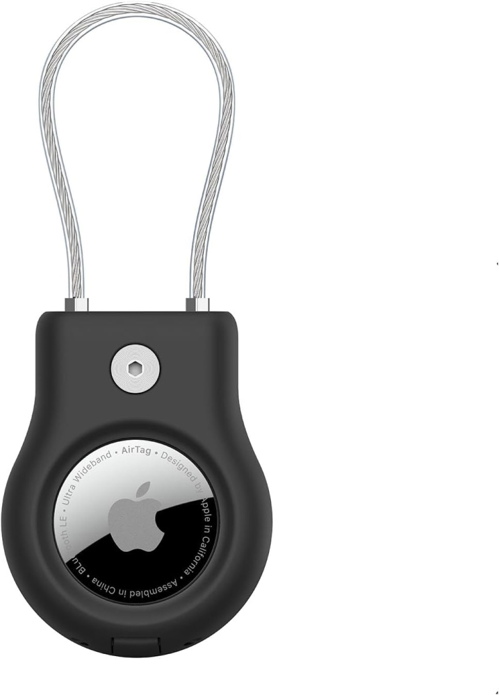 Belkin AirTag Case with Wire Cable, Secure Holder Protective Cover for Air Tag, Scratch Resistance, AirTag Accessory - (Black)