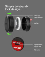 Belkin Waterproof Apple AirTag Secure Holder with Adhesive, Durable Scratch-Resistant AirTag Case, Protective AirTag Keychain Accessory for Skateboard, Trailer, Drone, Bike, & More - Black (2-pack) - Image 3