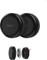 Belkin Waterproof Apple AirTag Secure Holder with Adhesive, Durable Scratch-Resistant AirTag Case, Protective AirTag Keychain Accessory for Skateboard, Trailer, Drone, Bike, & More - Black (2-pack)