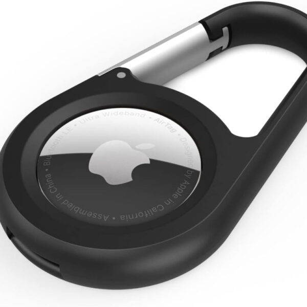 Belkin AirTag Case with Carabiner, Secure Holder Protective Cover for Air Tag with Scratch Resistance Accessory - (Black)