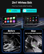 2 in 1 Wireless Adapter for Apple CarPlay/Android Auto, 2025 Upgrade Plug and Play Mini CarPlay & Android Auto OTA Dongle for iPhone/Android and 927+ Cars, Bluetooth 5.3 & WiFi 6, No Lag - Image 7