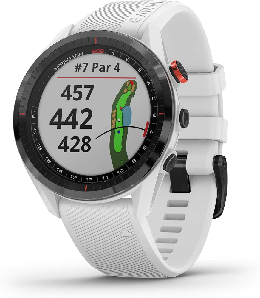 Garmin Approach S62, Premium Golf GPS Watch, Built-in Virtual Caddie, Mapping and Full Color Screen, White