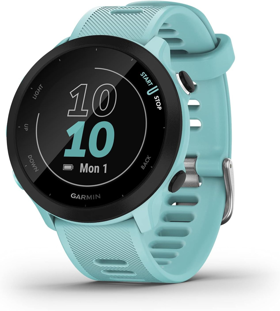 Garmin [Renewed] Forerunner 55 GPS 42mm Running Smartwatch, Easy to use, Lightweight, Training Guidance, Safety & Tracking Features, Aqua (Renewed)