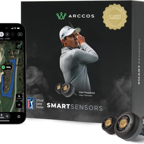 Arccos Smart Sensors: Automatic Golf Game Tracking System, A.I. Powered GPS Rangefinder & Smart Club Distances (Gen 4, Smoke)