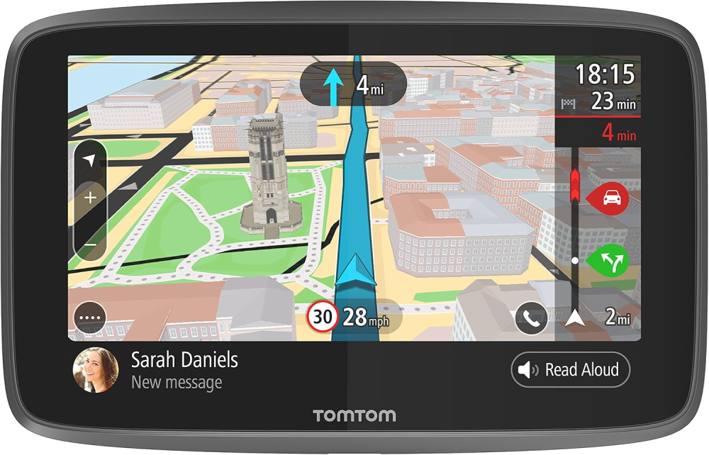 TomTom Car Sat Nav GO 6200, 6 Inch with Handsfree Calling, Siri, Google Now, Updates via WiFi, Lifetime Traffic via SIM Card and World Maps, Smartphone Messages, Capacitive Screen, Black