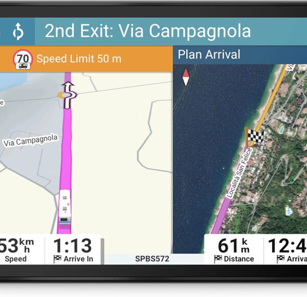 Garmin Camper 895 Caravan/Motorhome GPS Sat Nav, Easy to read 8" display, EU maps, Custom Routing, Road Warnings,Digital Traffic, Birdseye Direct Satellite Imagery,Michelin Green Guide,Voice Assistant