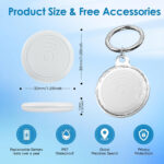 Tags-4 Pack Tracker Work with Apple Find My (iOS Only),Track Keys Wallet Luggage Backpack Suitcase,Battery Replaceable Super Lightweight Item Finders with 4 Keyrings,Lanyards and IPX8 Cases (4) - Image 4