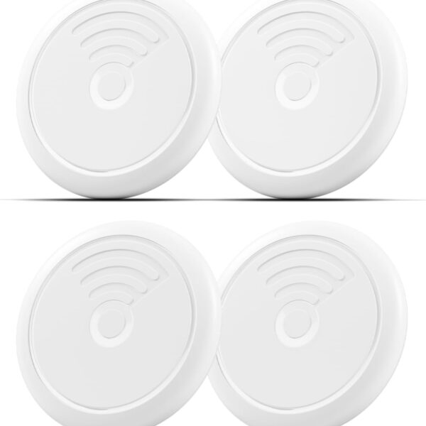 Tags-4 Pack Tracker Work with Apple Find My (iOS Only),Track Keys Wallet Luggage Backpack Suitcase,Battery Replaceable Super Lightweight Item Finders with 4 Keyrings,Lanyards and IPX8 Cases (4)