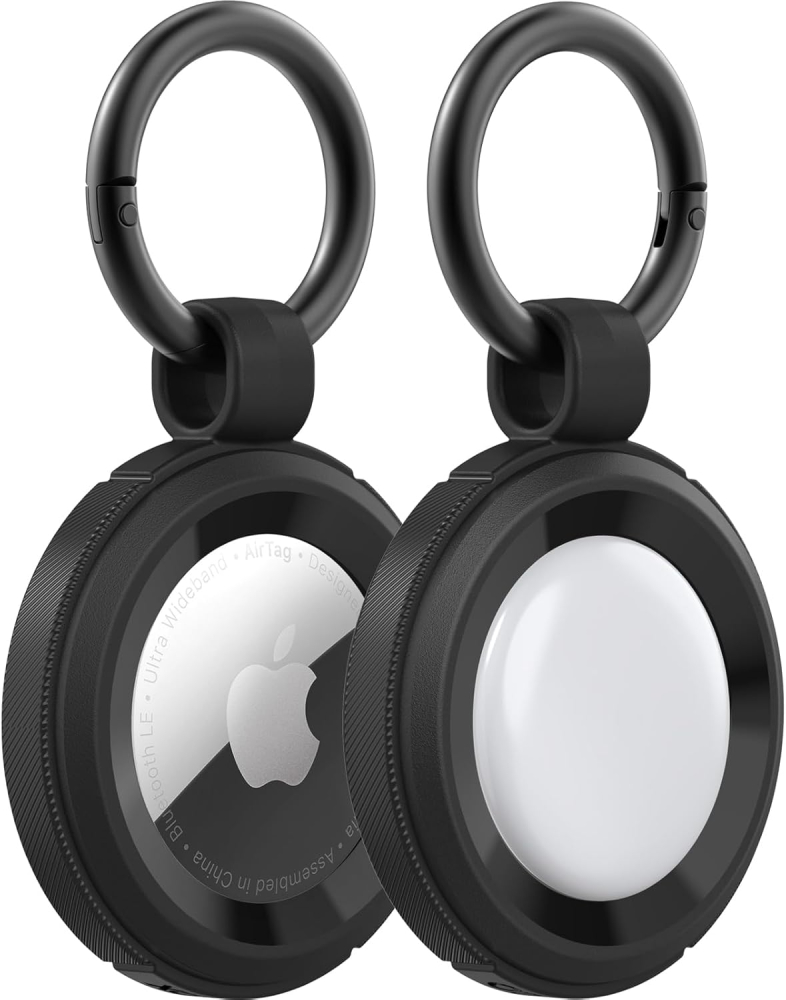 OtterBox Rugged AirTags Case for AirTag, Shockproof, Drop Proof, Ultra-Slim, Rugged, Protective Thin Case for Apple AirTags, Includes Carabiner, Black