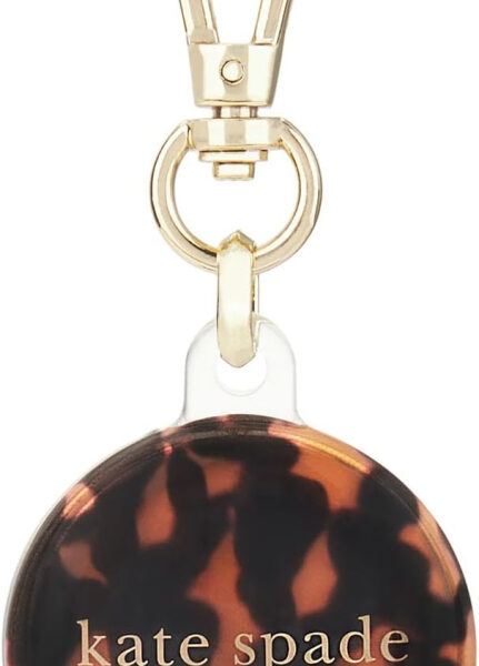 kate spade new york AirTag Holder with Gold Ring Clip - Protective Case for Apple AirTag - Tortoiseshell