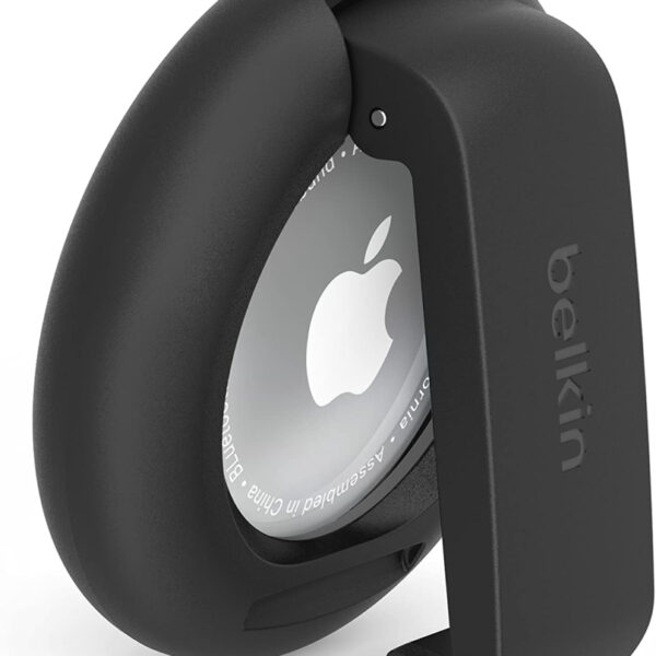 Belkin AirTag Case with Clip, Secure Holder Protective Cover Key Chain, Key Ring for Apple AirTag with Scratch Resistance Accessory – Black