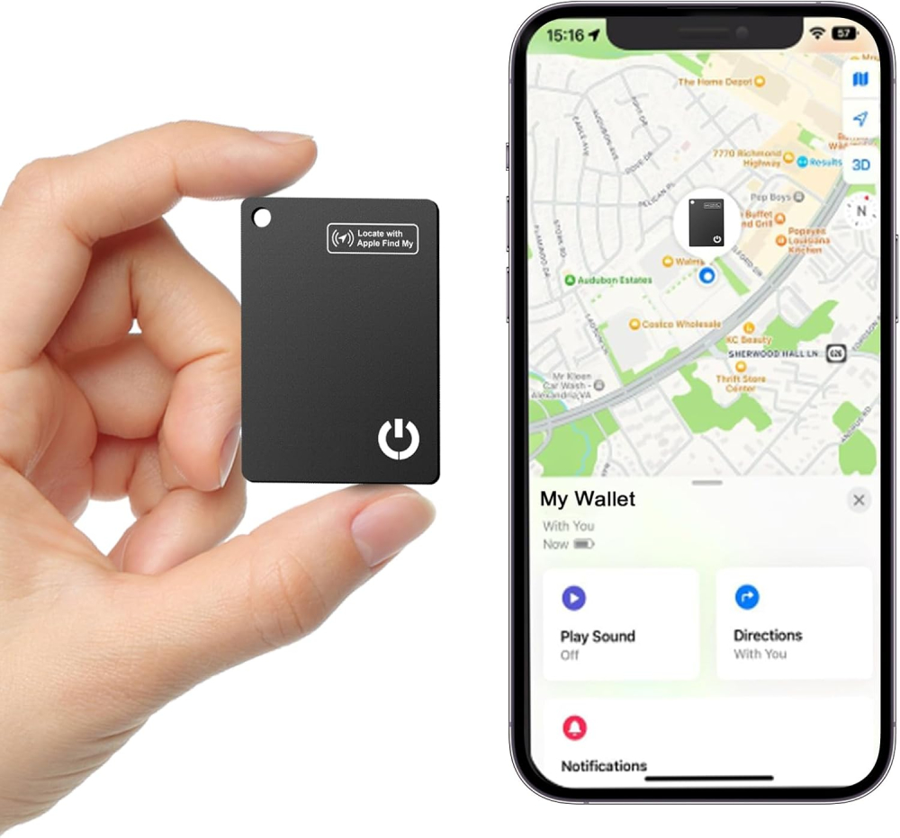 Air Tag Card Wallet Tracker Card,1.6mm Thin,Waterproof Smart Bluetooth Tags,Item Tracker/Finder Compatible with Apple Find My (iOS Only), for Suitcases,Bags,Passports,Luggage