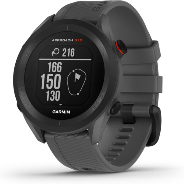 Garmin Approach S12 GPS Golf Watch (44 mm), Sunlight Readable Display, Preloaded with 42,000+ courses, up to 30 hours battery life in GPS mode, Slate Grey