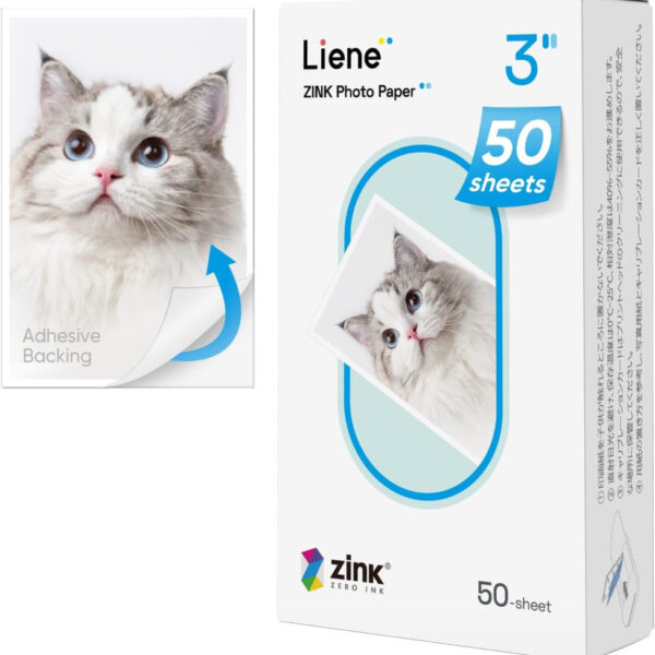Liene Zink Photo Paper 2x3", Premium Printer Paper (50 Sheets) With Adhesive Back, Waterproof, Smudge Proof, Tear Proof, Instant Photo Paper Compatible With 2x3" Photo Printer Scrapbook