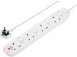 Masterplug Four Socket Extension Lead, 2 Metre Cable, Surge Protection, Individual Switches, Power and Surge LED Indicators, 4-Way Plug Extension Cable, Power Strip, White, 13A, 4G, 2m, SWSRG4210N