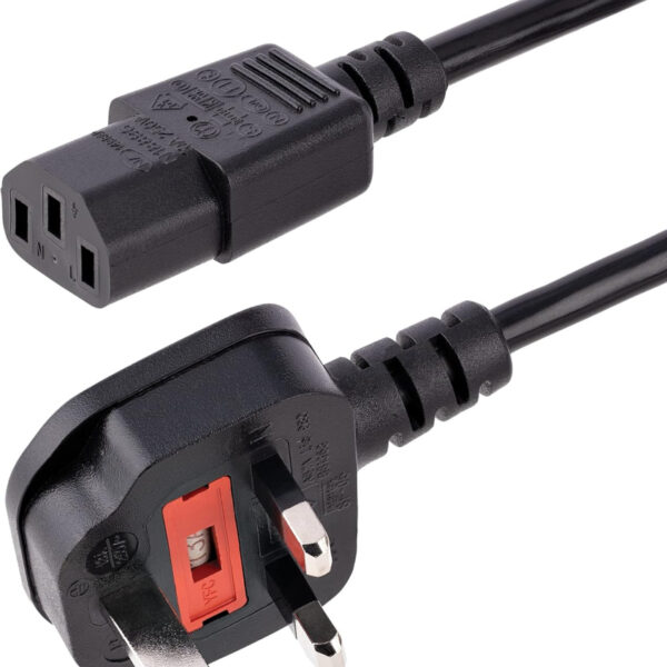 StarTech.com 10ft (3m) UK Computer Power Cable, 18AWG, BS 1363 to C13, 13A 250V, Black Replacement AC Power Cord, Kettle Lead / UK Power Cord, Power Supply Cable, TV/Monitor Power Cable (PXT101UK3M)