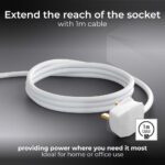Masterplug Four Socket Extension Lead, 1 Metre Cable, Unswitched, 4-Way Plug Extension Cable, Power Strip, Basic Power, White, 13A, 4G, 1m, BFG110N - Image 3