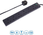 pro elec 6 Gang 10 m Extension Lead Surge Protector - Black - Image 5