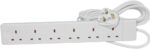PRO ELEC PELB1526 6 Gang Extension Lead White, 2m