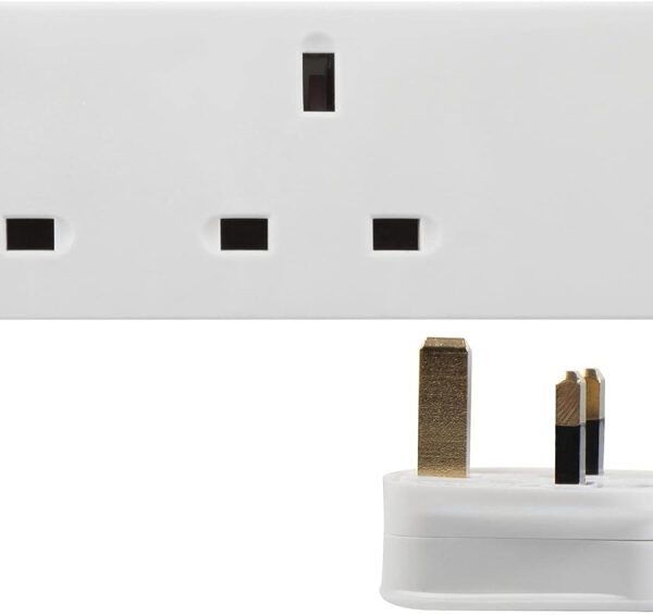 PRO ELEC 2-Gang Extension Lead | 500mm Cable | 13A | UK Plug | White – PELB1403