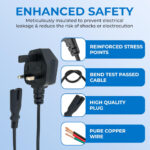 UK 3-Pin Plug to IEC C7 Figure 8 Power Cable, 2 Meter, BS1363 Certified Plug with 10A Fuse, VDE Approved Cable, CE Certified Connector | Compatible with Printers, Game Consoles, Set-Top Boxes & More - Image 5