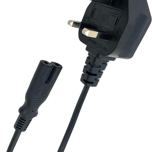 UK 3-Pin Plug to IEC C7 Figure 8 Power Cable, 2 Meter, BS1363 Certified Plug with 10A Fuse, VDE Approved Cable, CE Certified Connector | Compatible with Printers, Game Consoles, Set-Top Boxes & More
