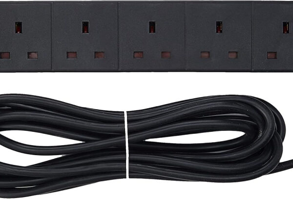 PRO ELEC PELB1755 6 Gang Extension Lead with Surge Protection Black, 5m