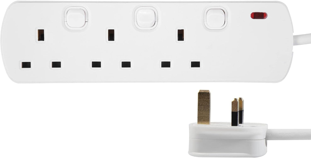 PRO ELEC PELB2001 Individualy Switched Mains Extension Lead, 3 Gang, 7.5m, White