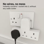13A 3 Gang UK 3-Pin Power Adapter Multi Plug Socket Extender, Compact Cable-Free Design, BS 1363-3 Certified for Home, Kitchen & Office Use - Image 3