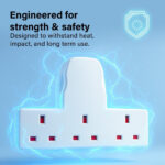 13A 3 Gang UK 3-Pin Power Adapter Multi Plug Socket Extender, Compact Cable-Free Design, BS 1363-3 Certified for Home, Kitchen & Office Use - Image 4