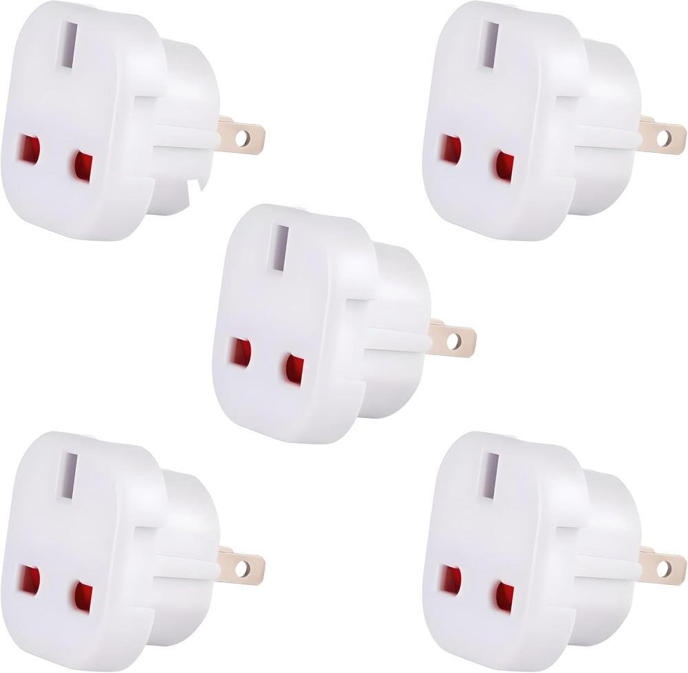 Double Dragon UK to US and Australia, 3-Pin to 2-Pin Travel Adapter | Plug Converter for USA, Canada, Japan, Thailand, Taiwan, Australia, China, New Zealand and more, Swivel Pins, Pack of 5