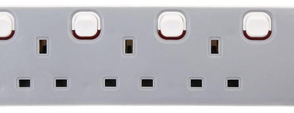 PRO ELEC PELB1768 4 Gang Individually Switched Extension Lead 10m, Grey, 4 Socket