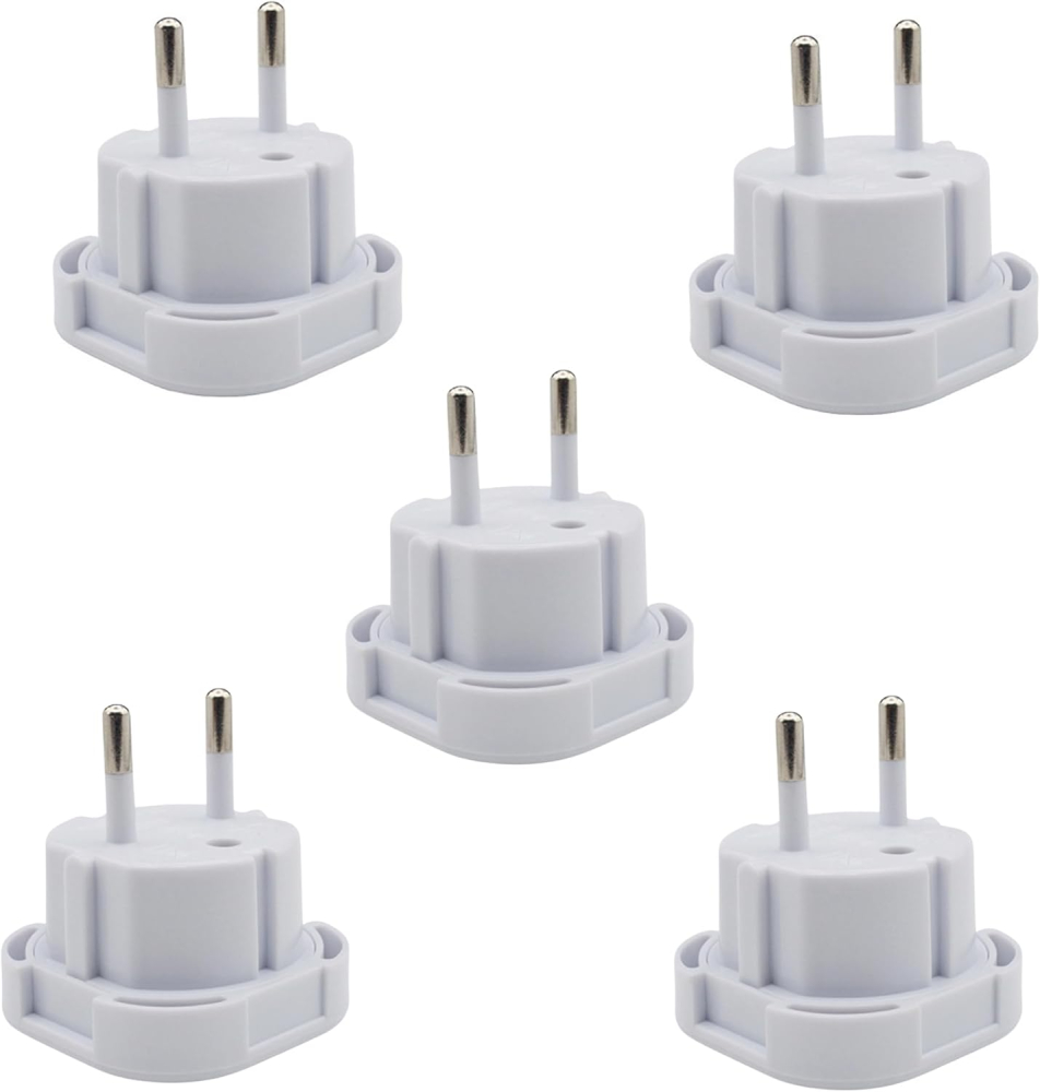 Double Dragon UK to EU Travel Plug Adapter | UK 3 PIN to European 2 PIN Plug Converter Type C, E, F for Spain, France, Italy, Portugal, Germany, Greece, Sweden, Norway, Denmark, Turkey | (Pack of 5)