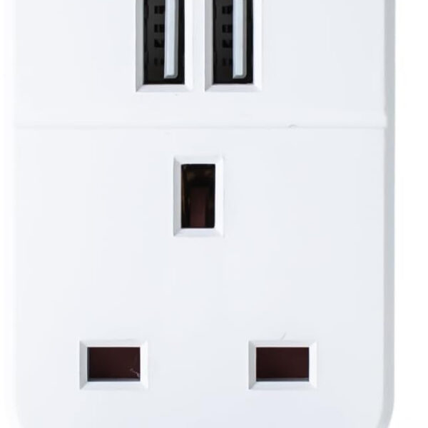 STATUS Multi USB Plug Adapter White, 2 Port USB Adaptor Plug Through, S2USBPTAWH1PK3