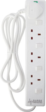 pro elec plpl15330pl 2 m Switched and Surge Protected 4 Gang Extension Lead white