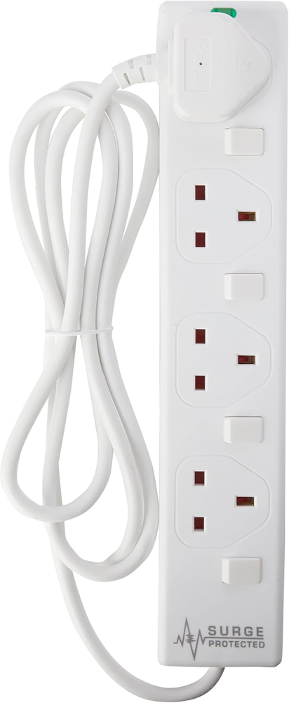 pro elec plpl15330pl 2 m Switched and Surge Protected 4 Gang Extension Lead white