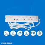 pro elec plpl15330pl 2 m Switched and Surge Protected 4 Gang Extension Lead white - Image 8