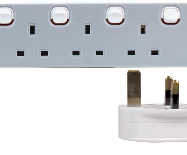PRO ELEC PELB1767 4 Gang Individually Switched Extension Lead Grey, 5m