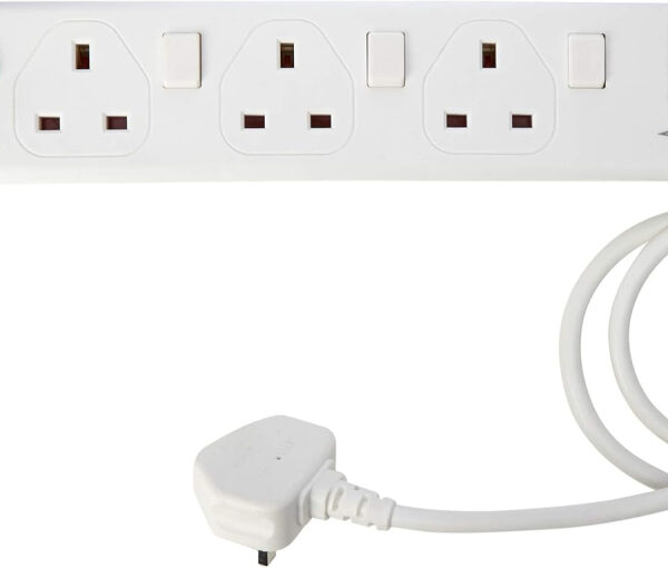 PRO ELEC PELB1918 4 Gang Switched Surge Protected Extension Lead White, 1m