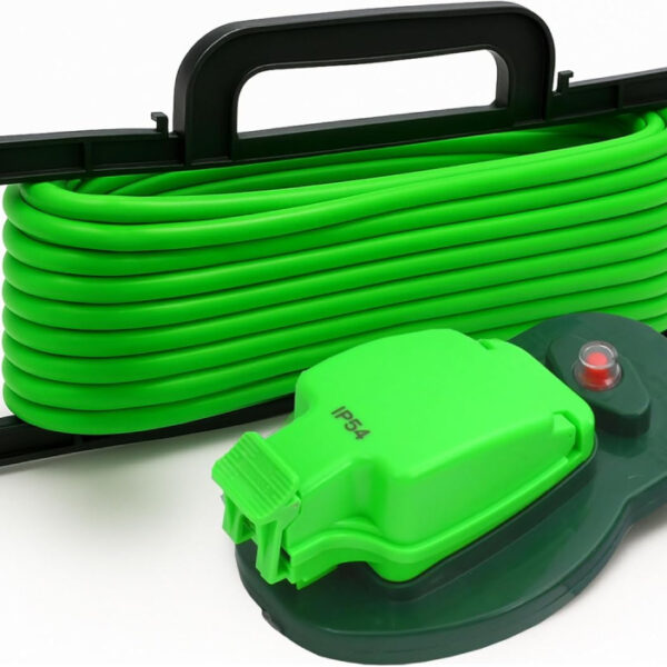 Desiretech - 10m Weatherproof Extension Cable - 1 Socket - 13 Amp Outdoor Lead - Waterproof IP54 - Durable Green Cable for Garden, Outdoor Equipment & Power Tools - Flexible & Heavy Duty Design