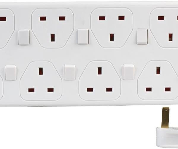 Pro Elec 2818NS(1N) 1 m 1 m 8 Way Individually Switched Surge Protected Extension Lead, White
