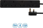 PRO ELEC PELB1413 4-Gang Extension Lead, 20m, Black - Image 2