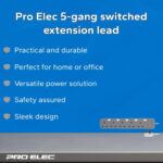 pro elec pl15694 1 m 5-Gang Switched Extension Lead , White - Image 6