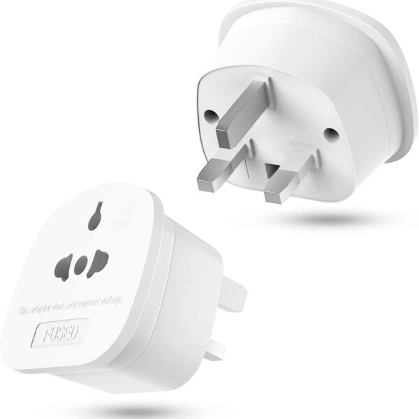 2 Pack European to UK Plug Adaptor, US to UK Travel Plug Adapter with 13A Fuse for USA, EU, Australia, Thailand, Canada, Japan and More (Type A, B, C, I, E, F, L)
