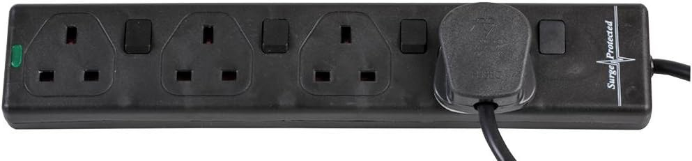 pro elec 5 m Switched Surge Protected Extension Lead - Black PL15344